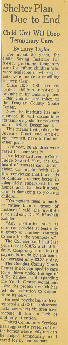 1966 shelter care closing article